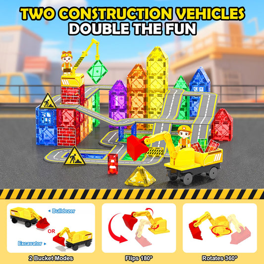 Coodoo movable excavator arm enables hands-on digging and brick transport.