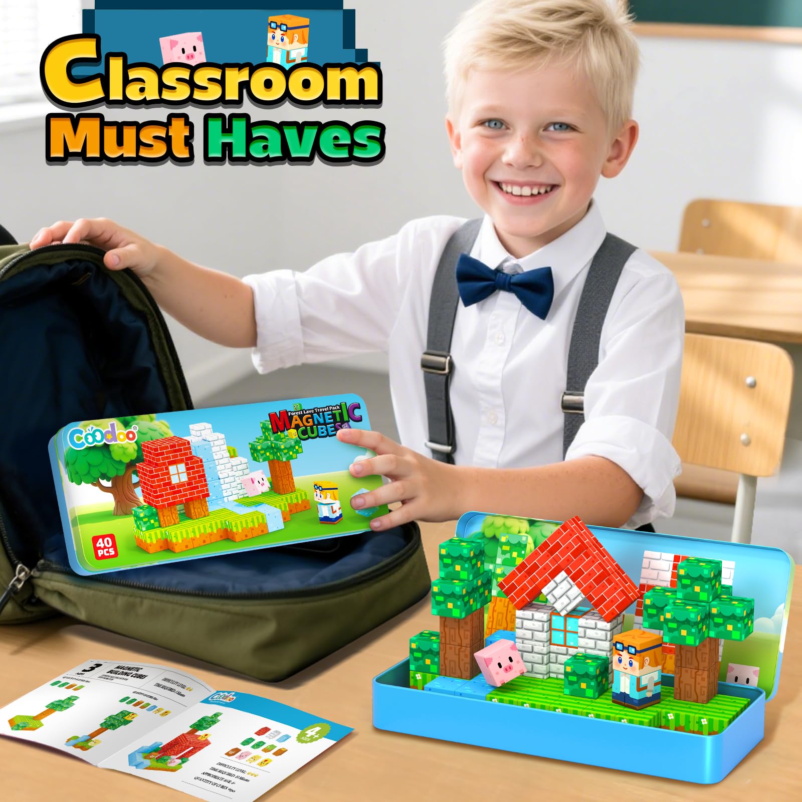 Coodoo magnetic blocks close with strong magnets for sturdy, interactive play