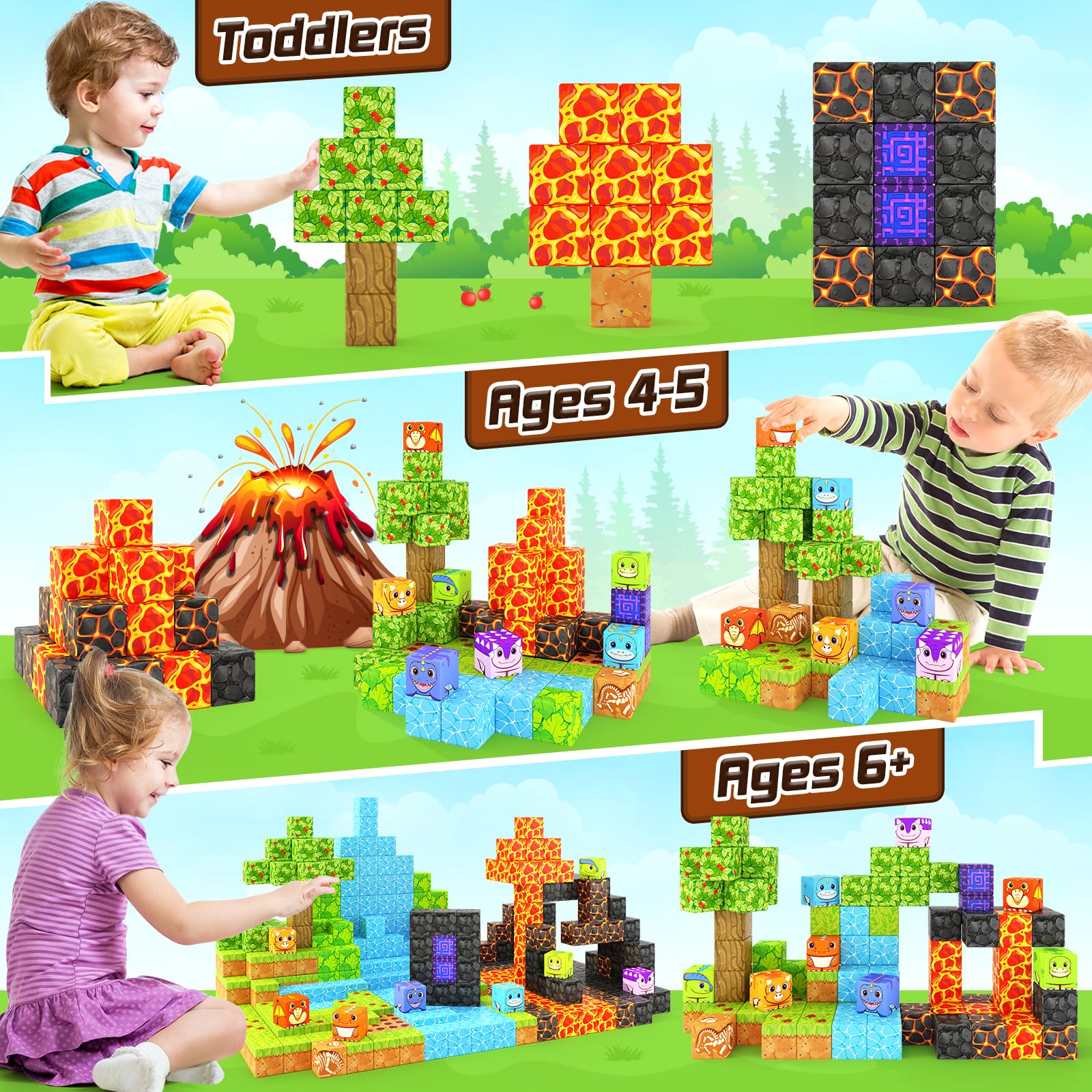 Coodoo volcano and trees pattern block sparks eruptive imagination during play