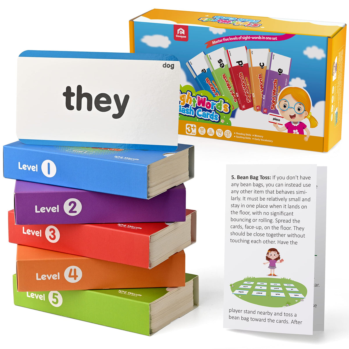 Coogam 520 sight words flash cards collection for engaging early reading practice