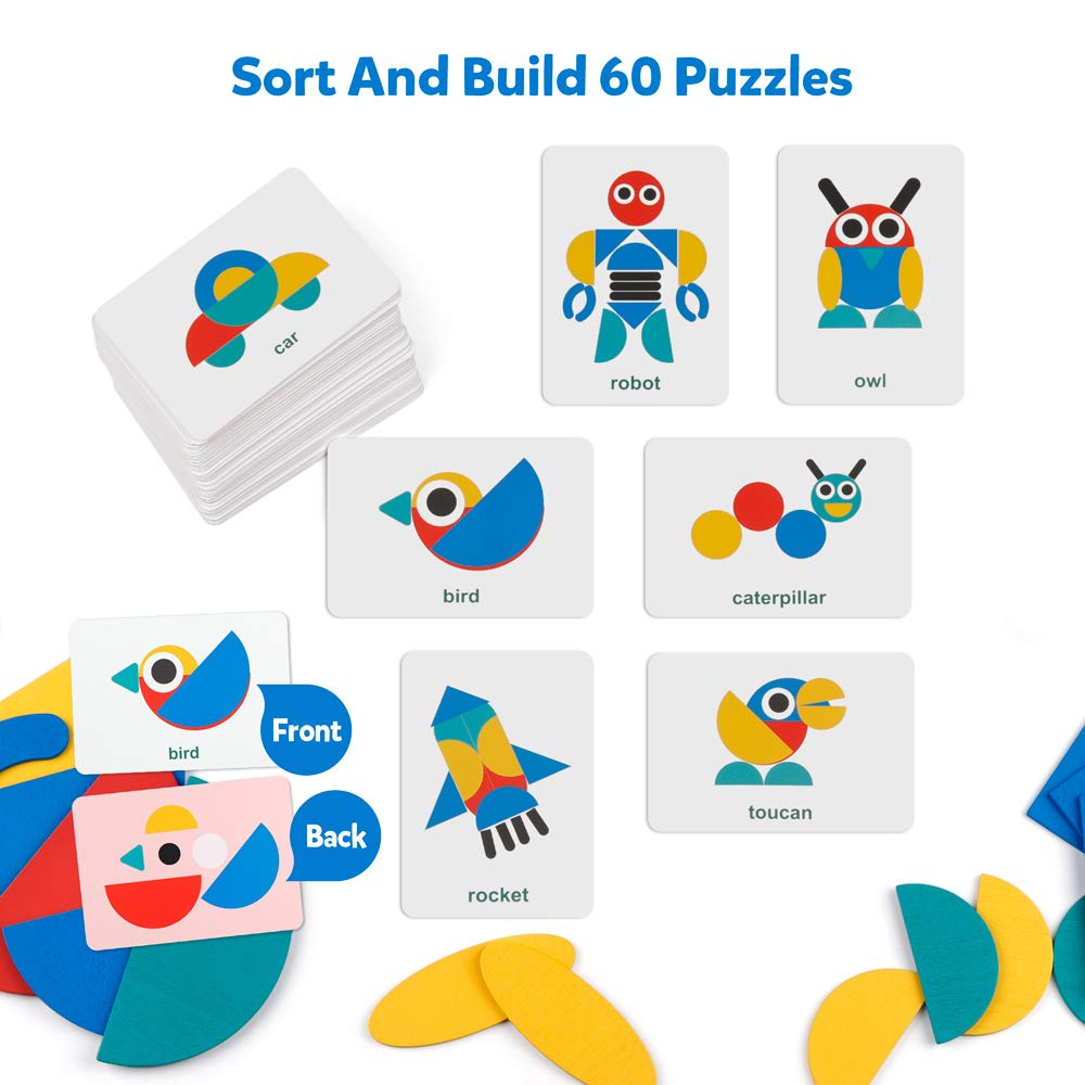 Coogam 60 pattern cards with animal designs to spark creativity and problem solving.