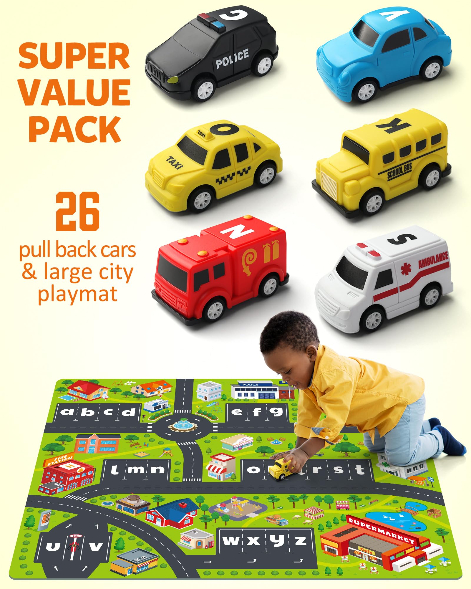 Coogam 26-letter cars array for hands-on matching and letter recognition practice