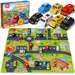 Coogam Alphabet Maze playmat overview showing the full setup for alphabet play