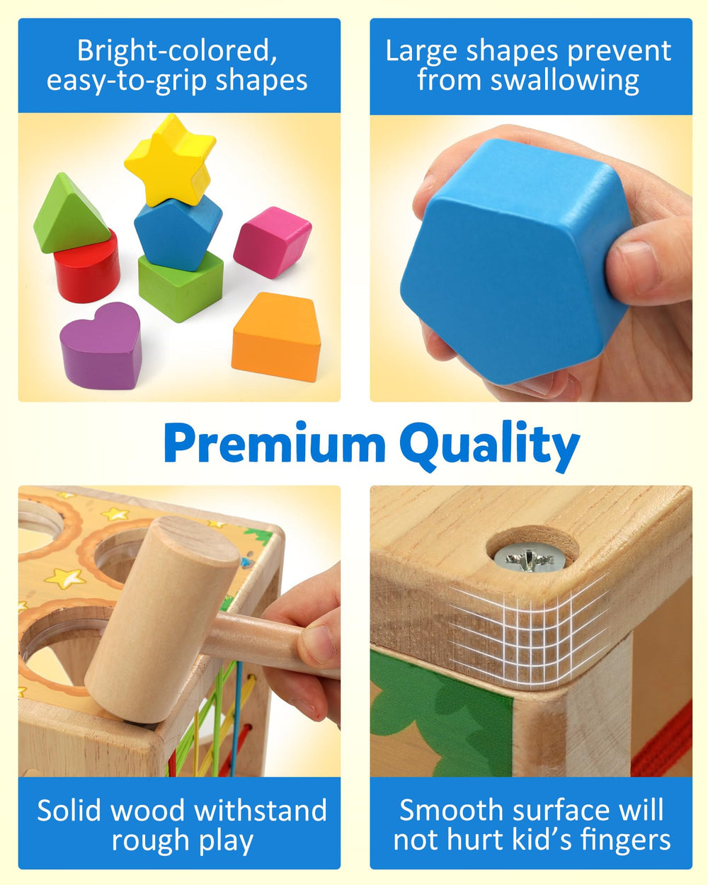 Coogam burr-free wood with smooth edges ensures safe use.