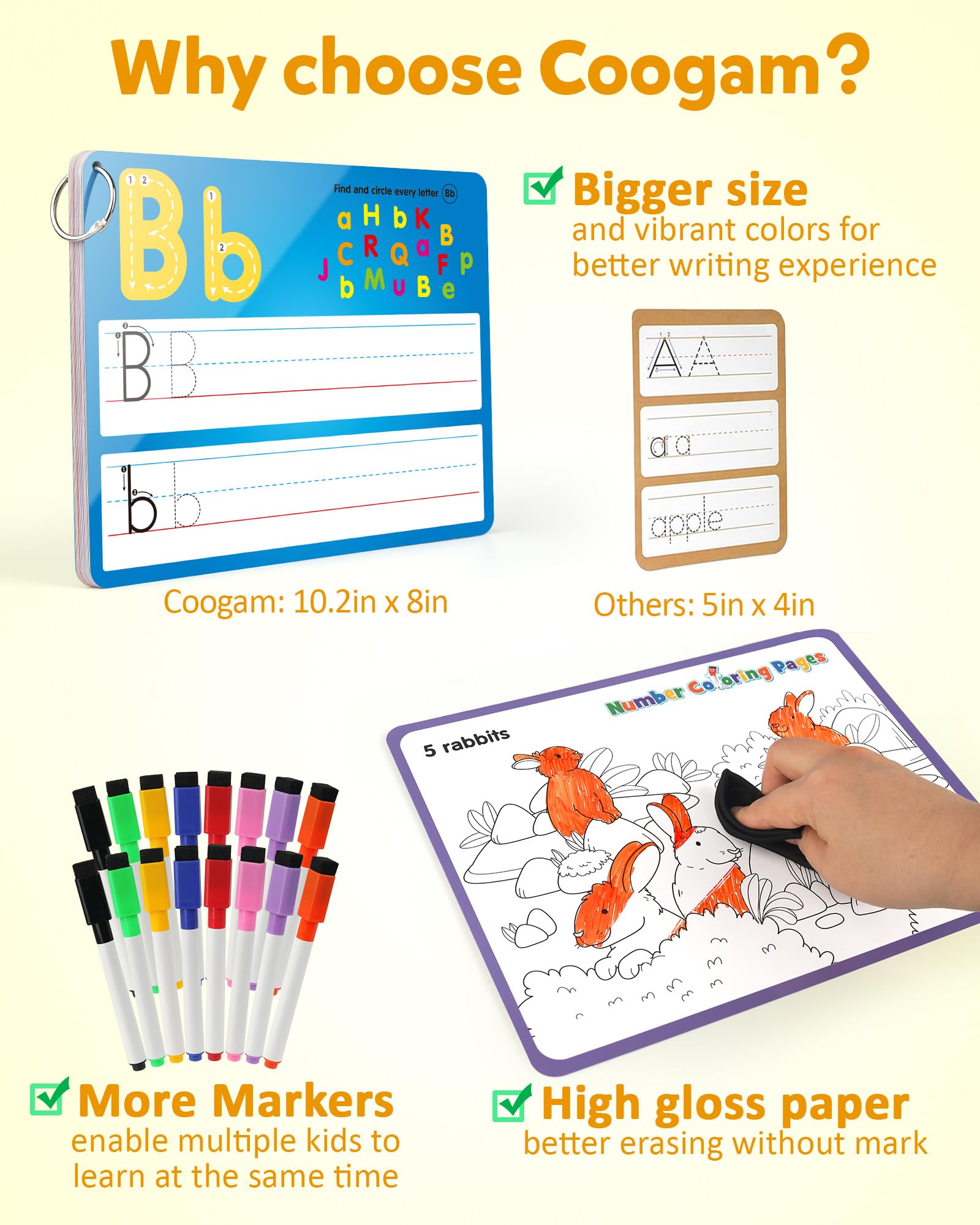 Coogam child coloring area on practice cards to spark creativity during learning.