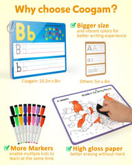 Coogam child coloring area on practice cards to spark creativity during learning.