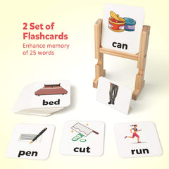 Coogam child using spelling game on table to build words