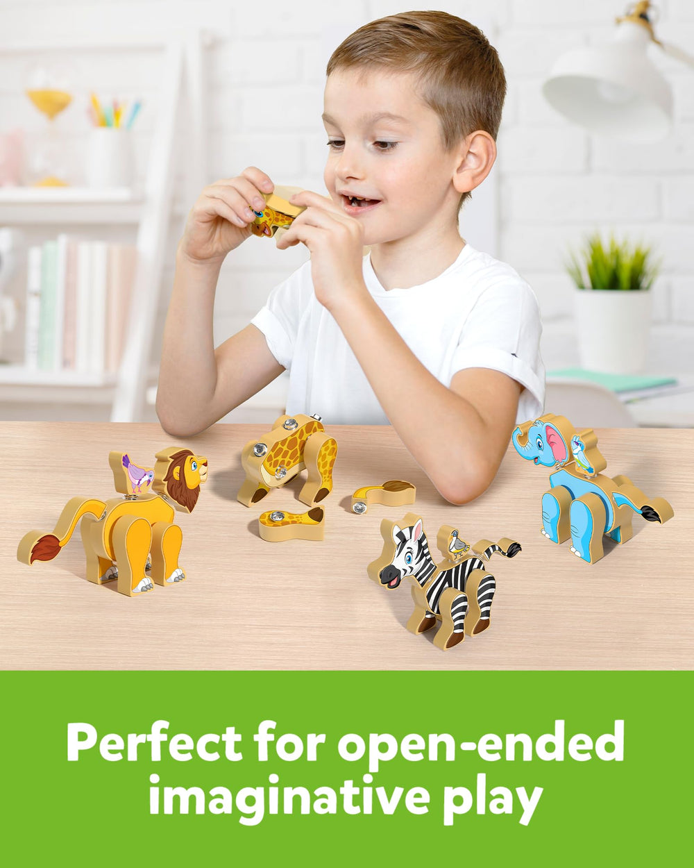 Coogam color-coded parts set supports easy snap-together play.