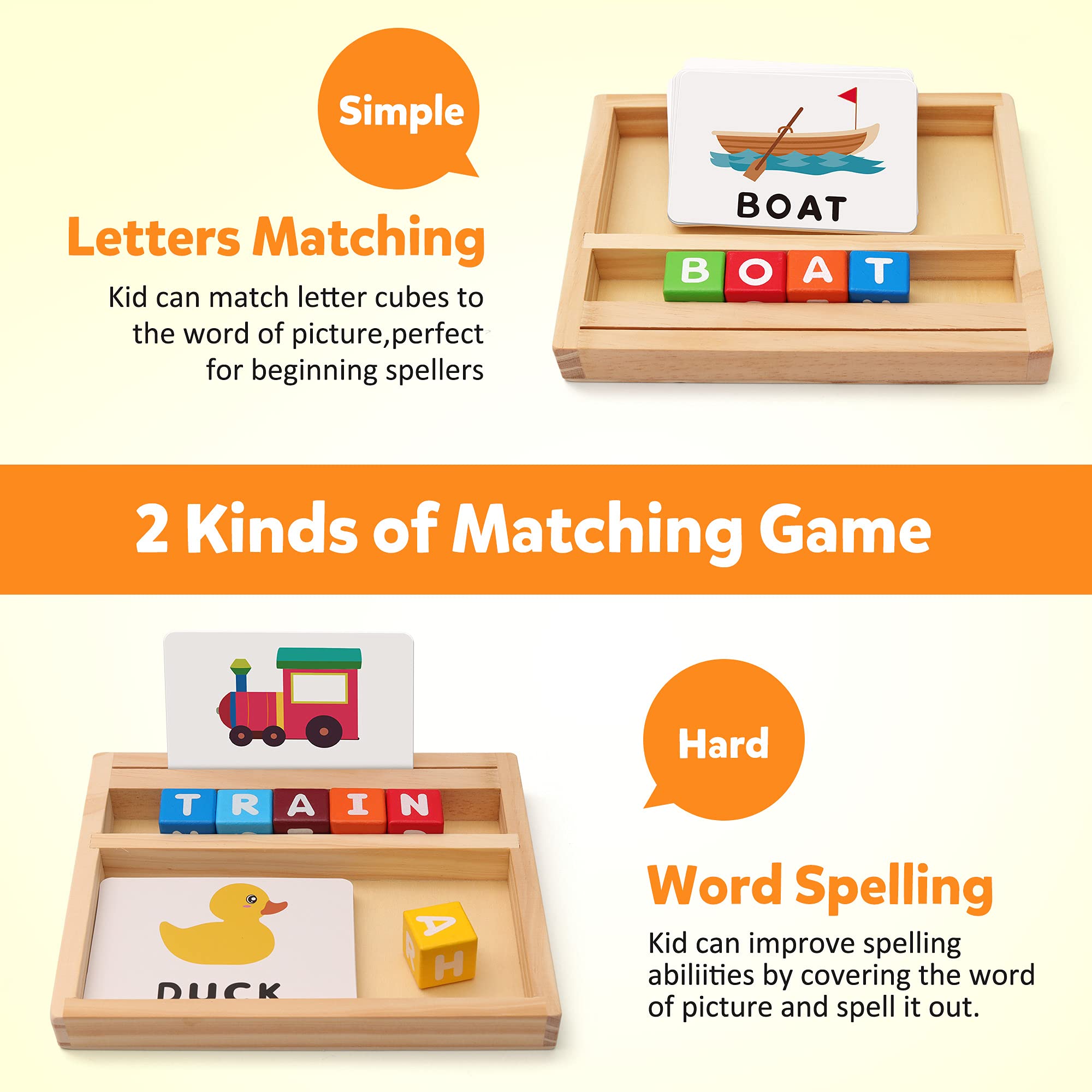 Coogam color alphabet cubes used in word-building activities