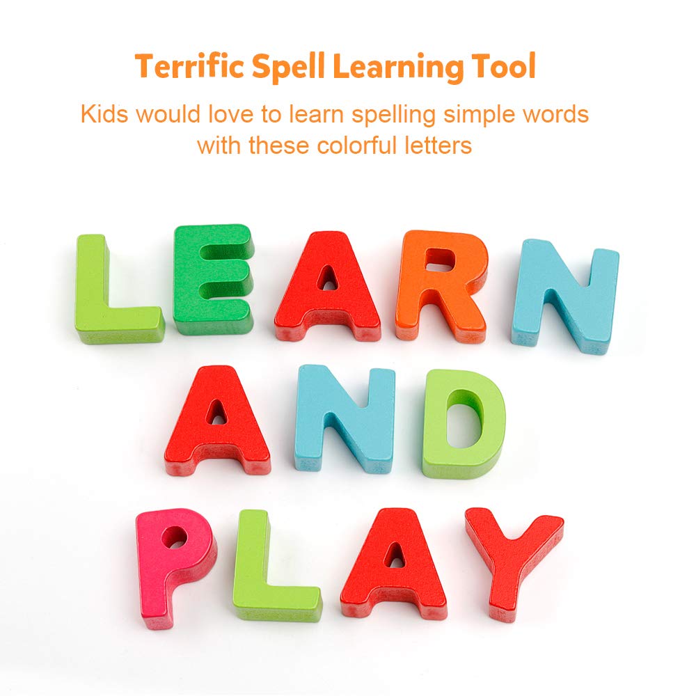 Coogam colorful alphabet pieces stimulate imagination during play and learning.