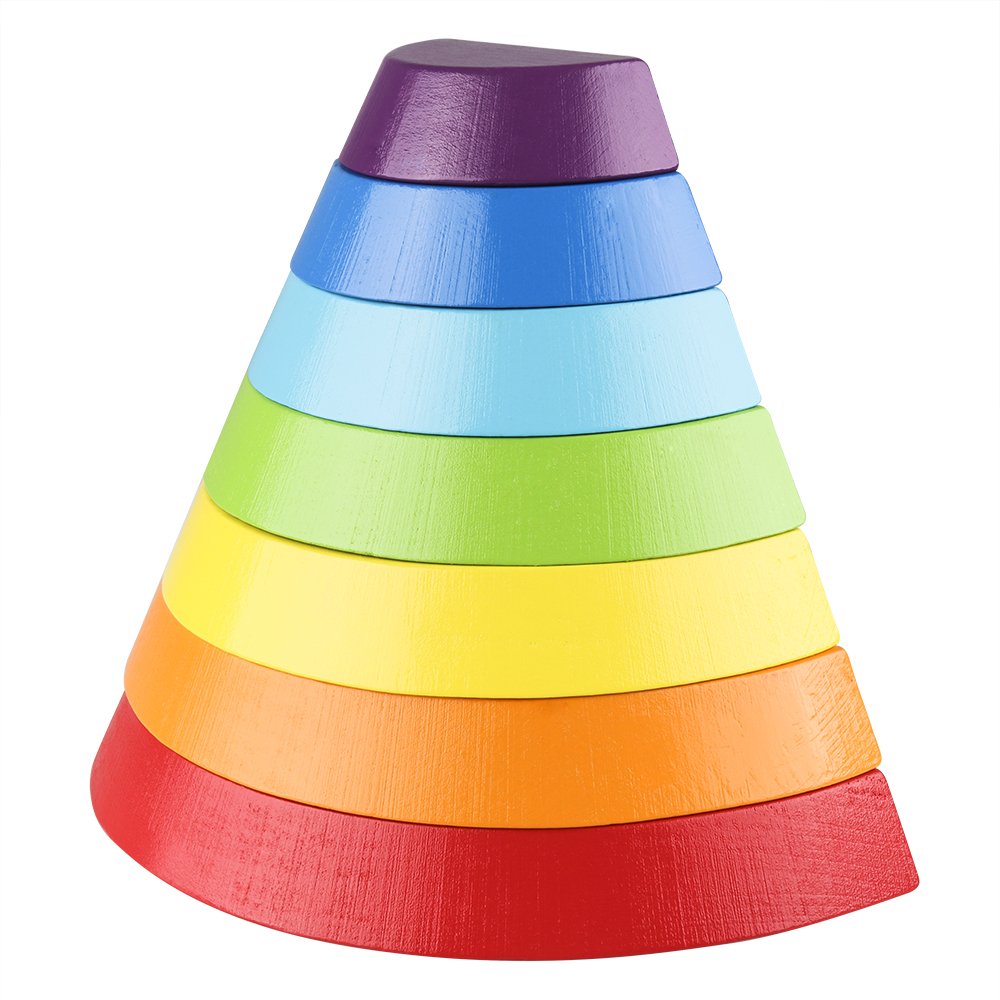 Coogam colorful rainbow blocks promote color matching and spatial awareness.