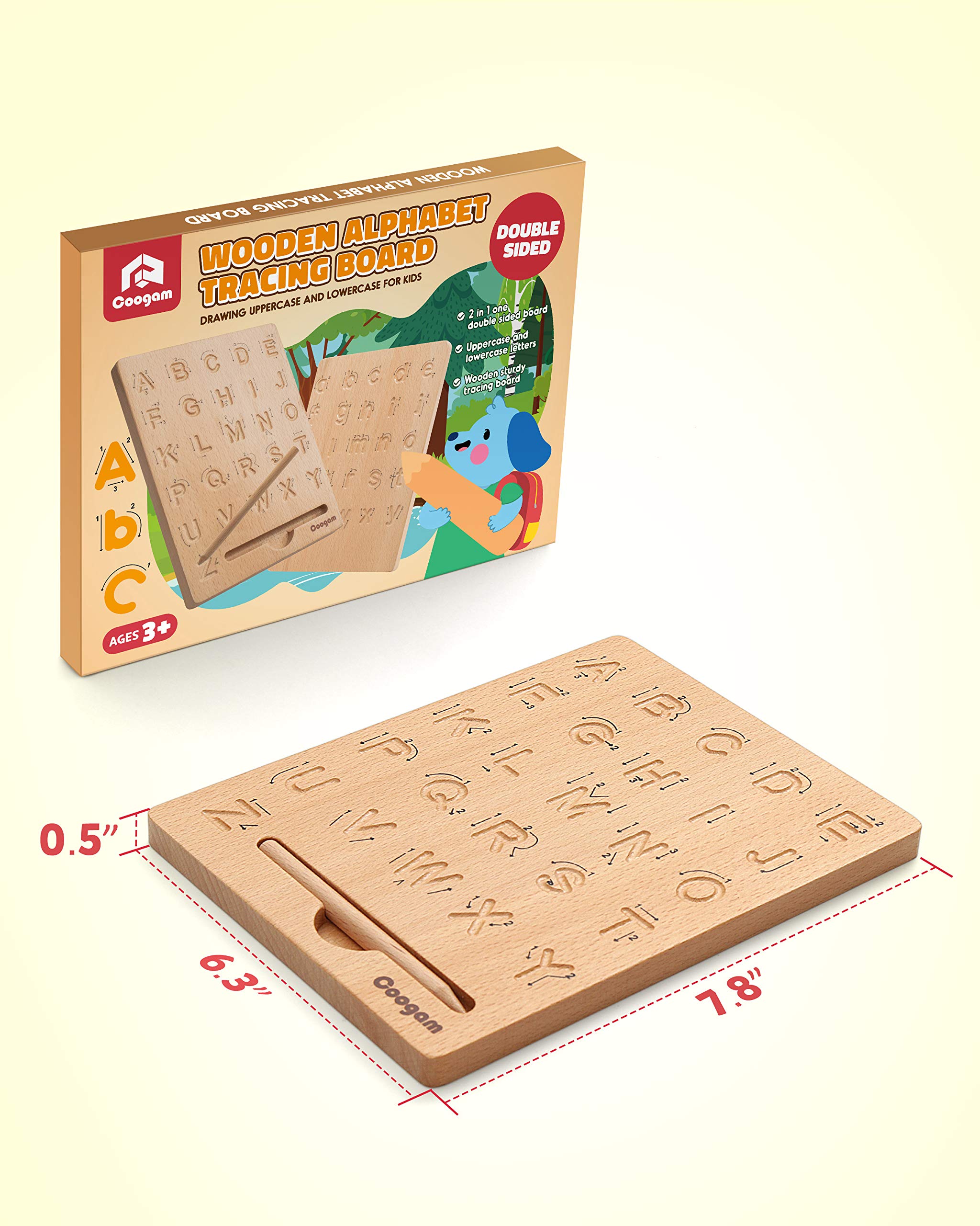 Ideal gift idea: Coogam wooden letters board ready for preschoolers.