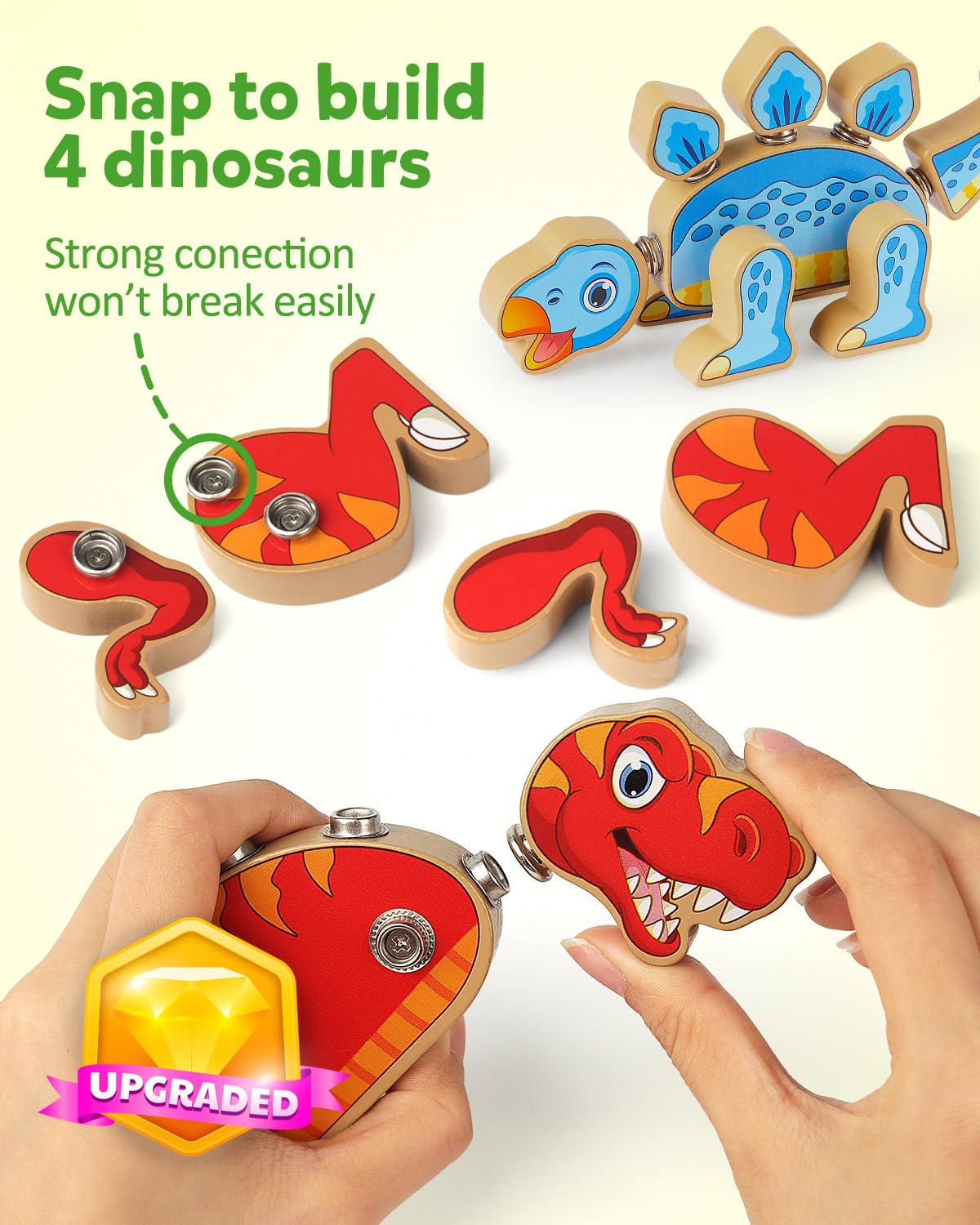 Coogam dinosaur heads and tails pieces for creative mix-and-match.