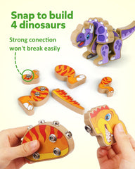 Coogam Build Your Own Dinosaurs close-up of modular parts enabling mix-and-match play.