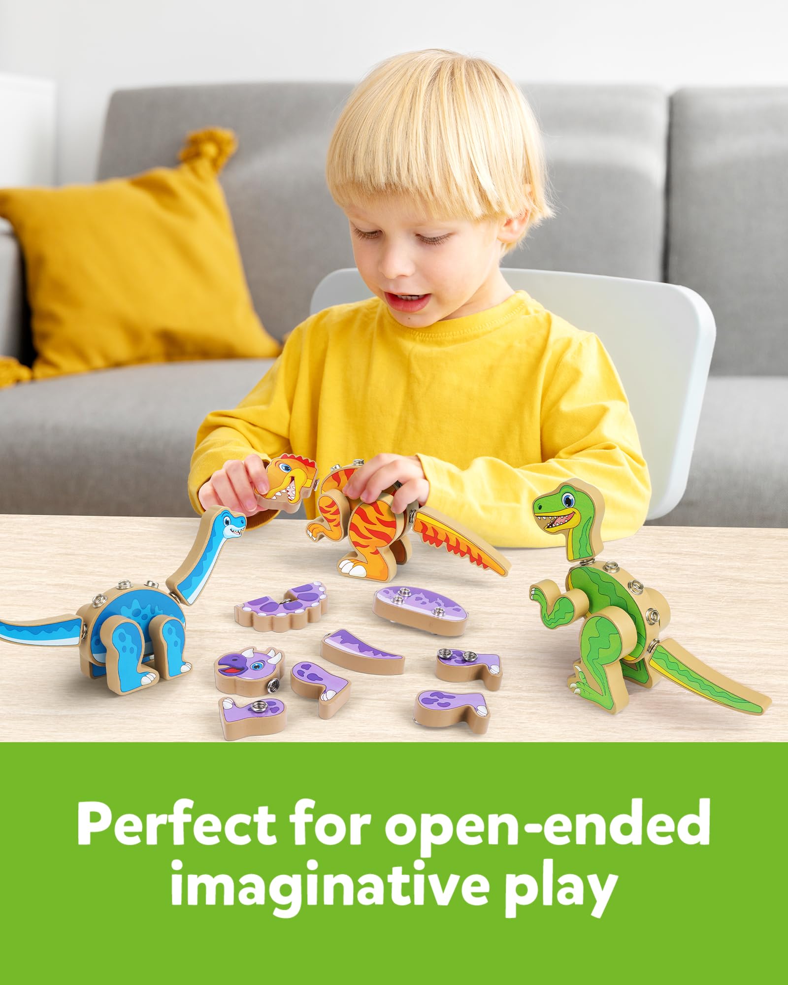 Coogam painted wood pieces show vibrant colors and tactile building.