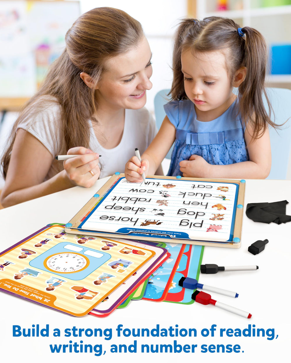 Coogam double-sided activity cards offer varied math and literacy activities.