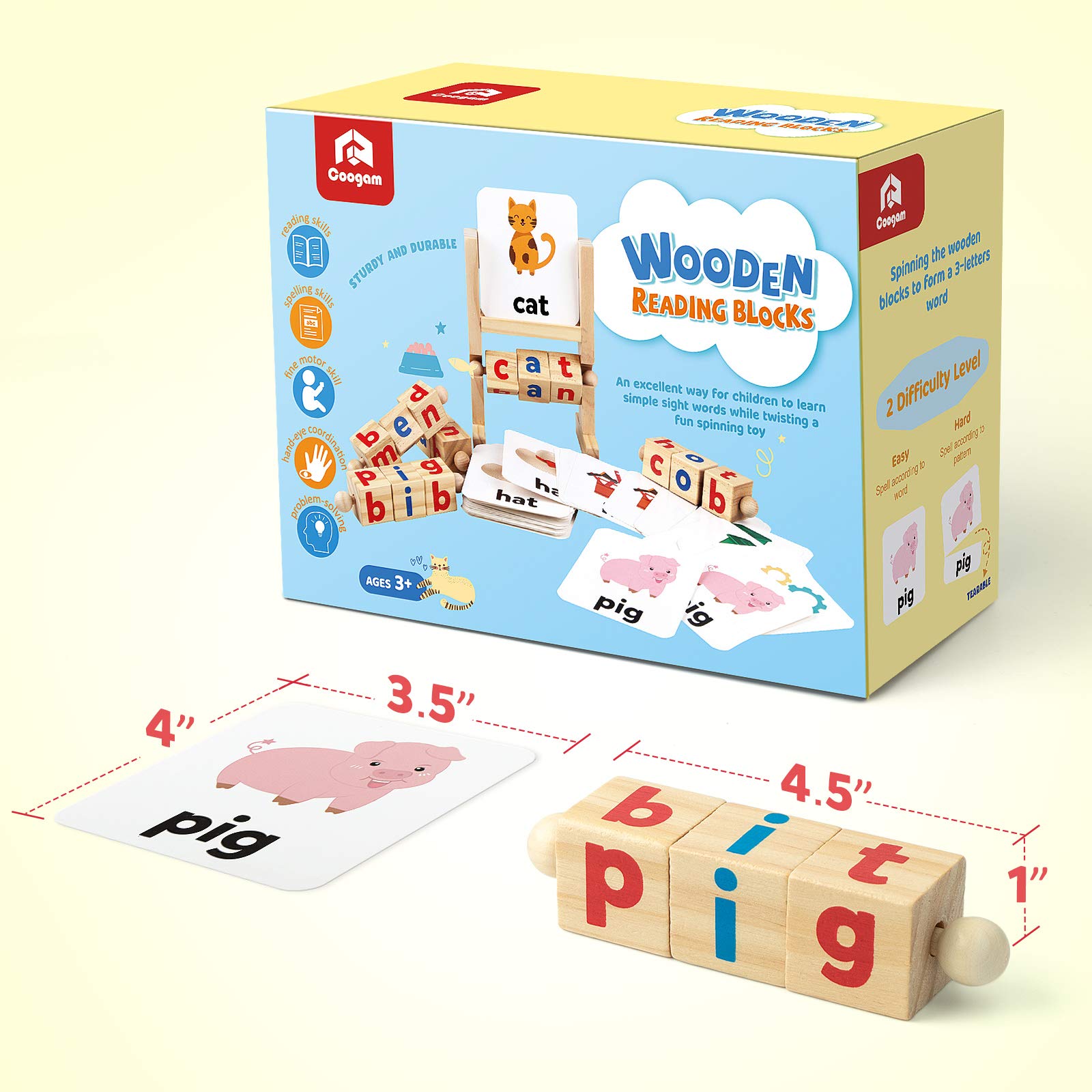 Coogam durable wooden letter blocks packaging viewed as gift