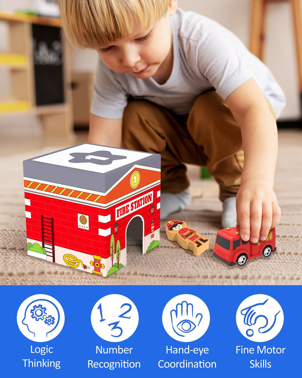 Coogam friction-powered pull-back cars enhance motor skills and pretend play.