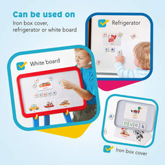 Coogam fridge magnets organization on the fridge, colorful and accessible for kids.