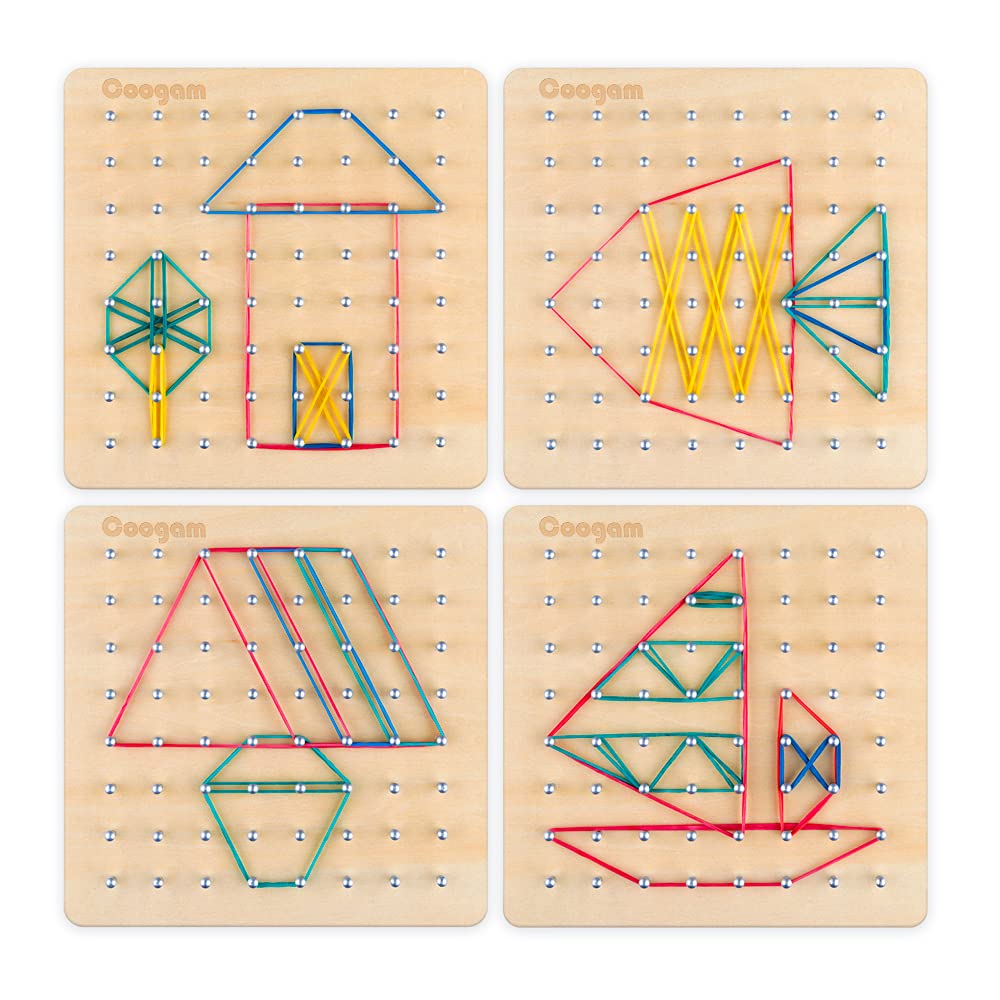 Coogam Geoboard pattern cards showcasing 30 designs