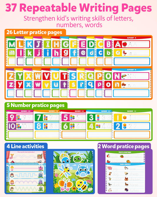 Coogam handwriting practice pages to improve pencil control and letter recognition.
