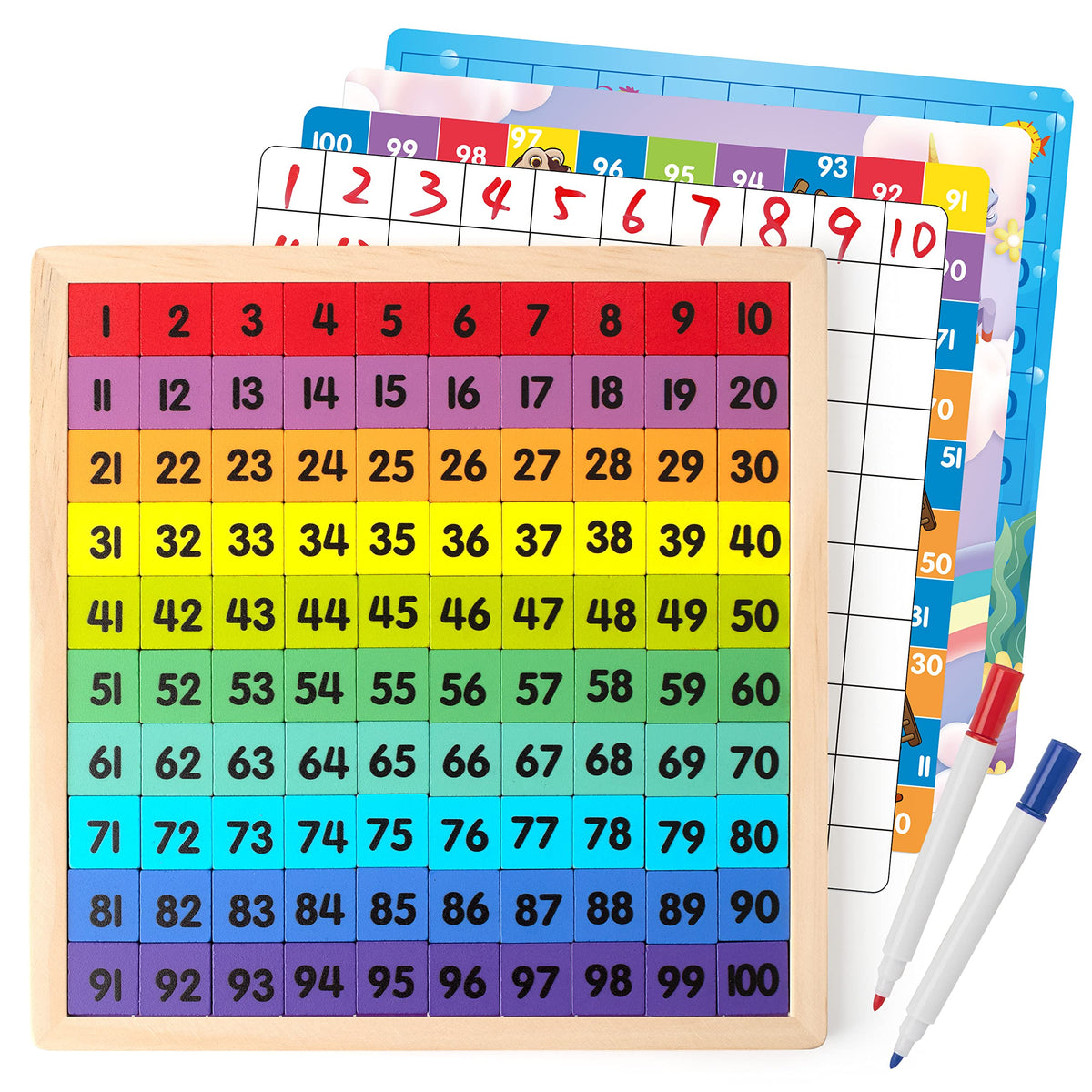 Coogam hundred board wooden board for hands-on counting practice