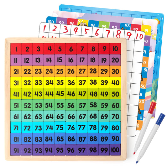 Coogam hundred board wooden board for hands-on counting practice