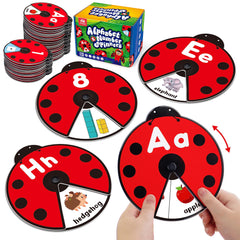 Coogam ladybug flashcards spin to reveal words, ideal for early vocabulary practice.