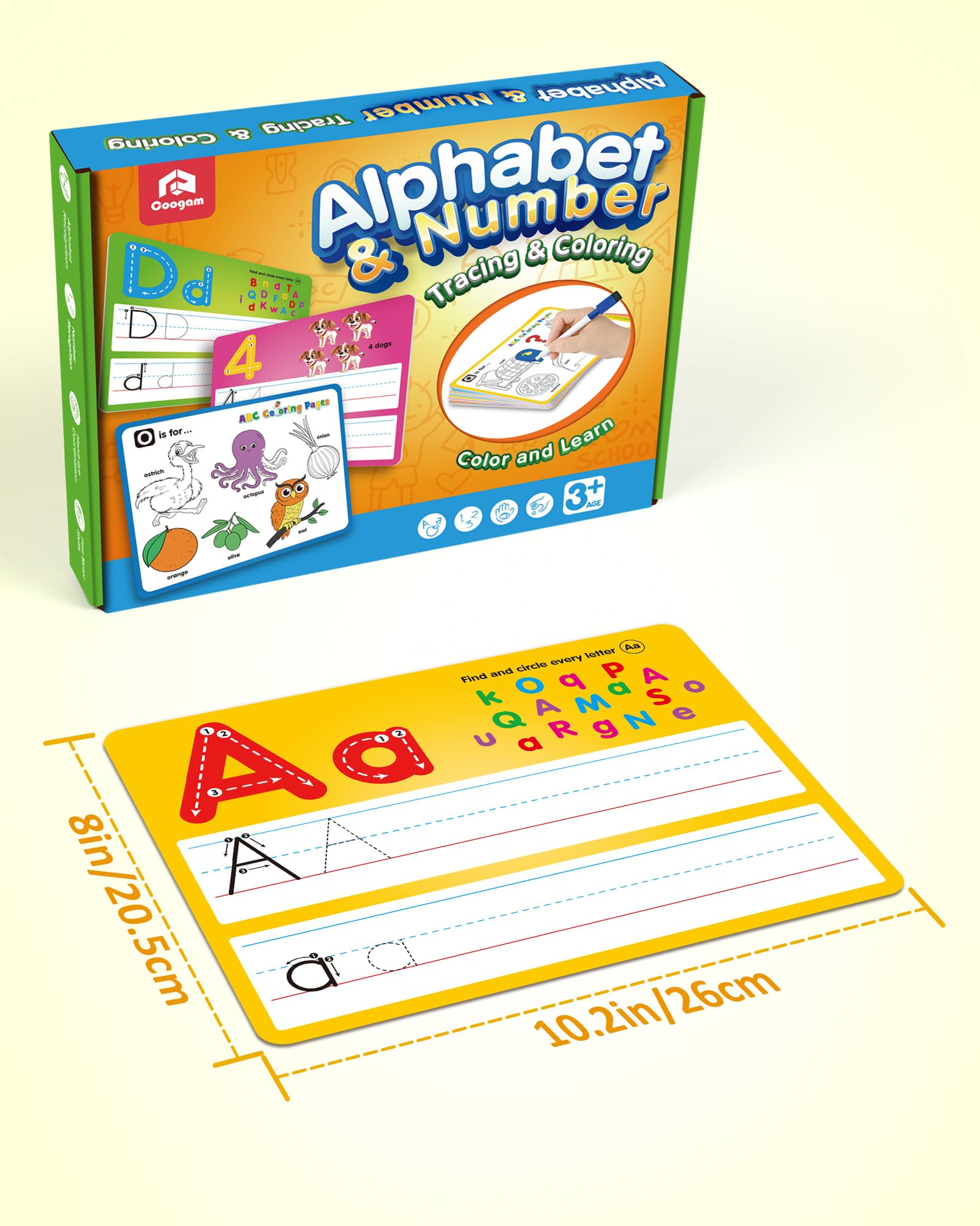 Coogam laminated flashcards are durable and wipe-clean for repeated use.