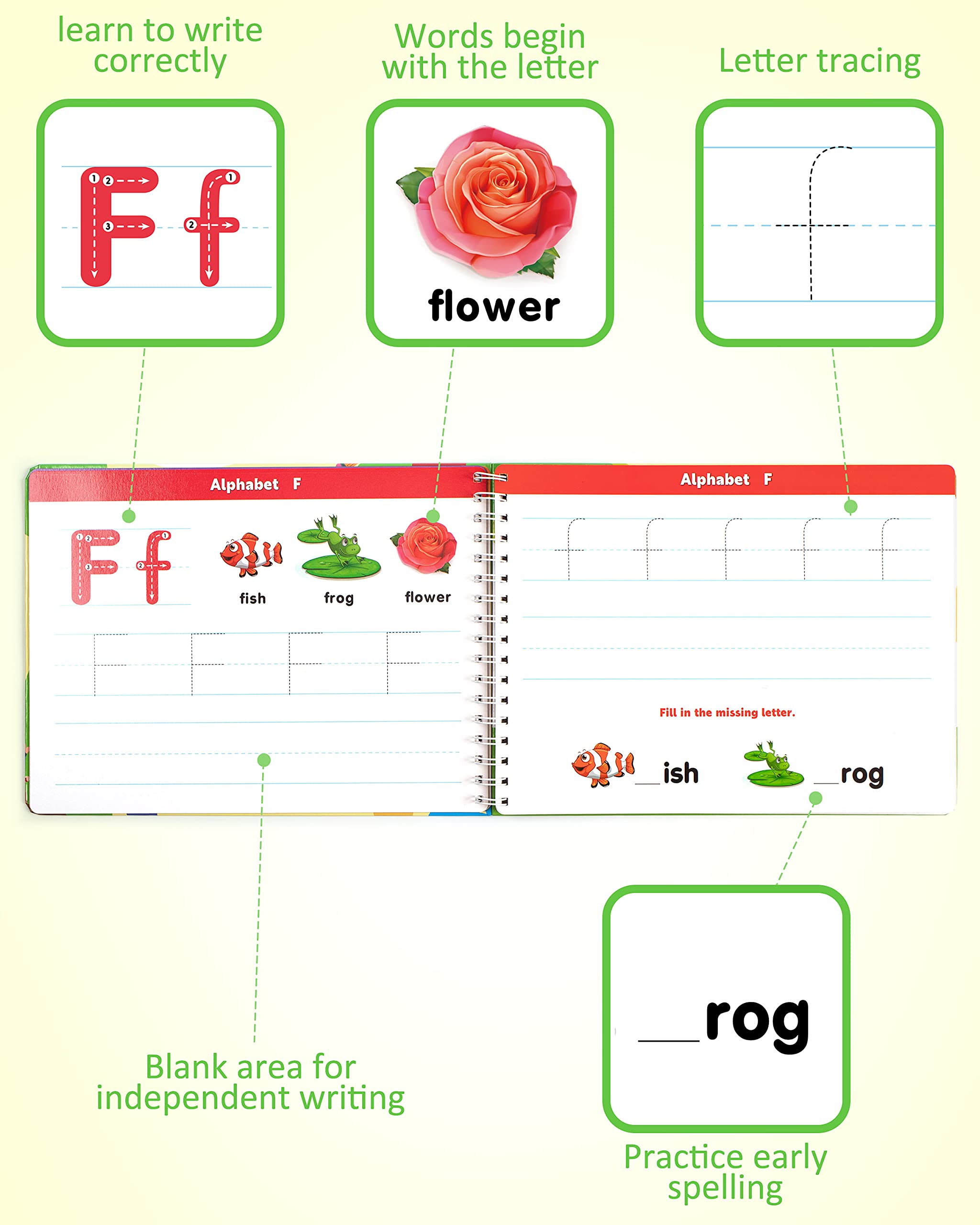 Coogam Learn to Write spiral-bound pages designed for easy tracing and reuse.