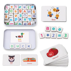 Coogam magnetic letters and numbers on fridge magnets for easy spelling practice.