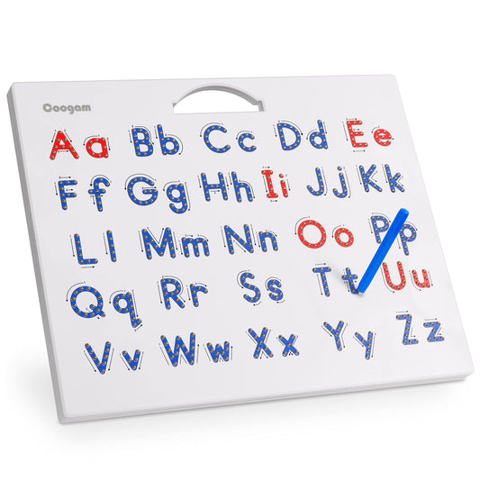Coogam magnetic letters practicing board front view for alphabet tracing