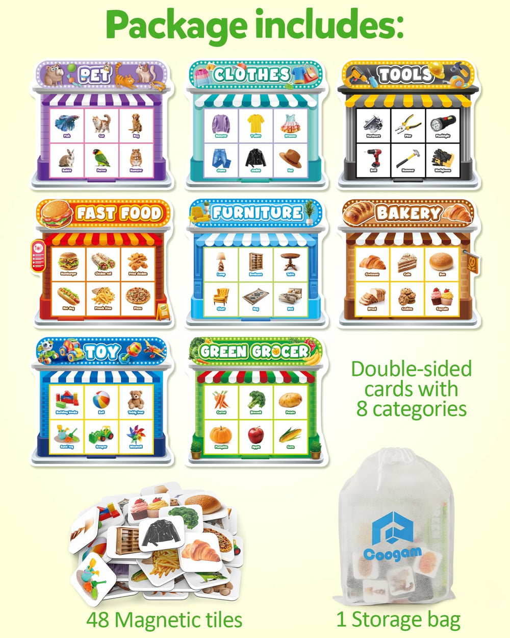 Coogam magnetic sorting tools board builds object classification and problem-solving habits.