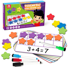 Coogam magnetic ten-frame board with color counters supports visual counting practice