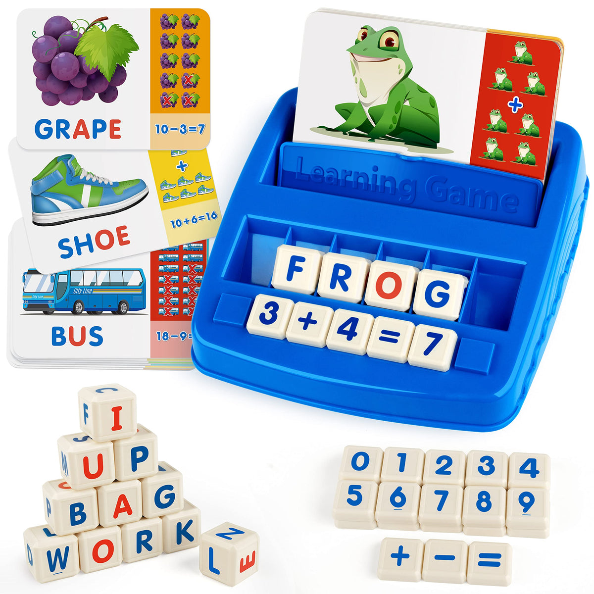 Coogam matching letter game cards show letters and pictures for early spelling practice.
