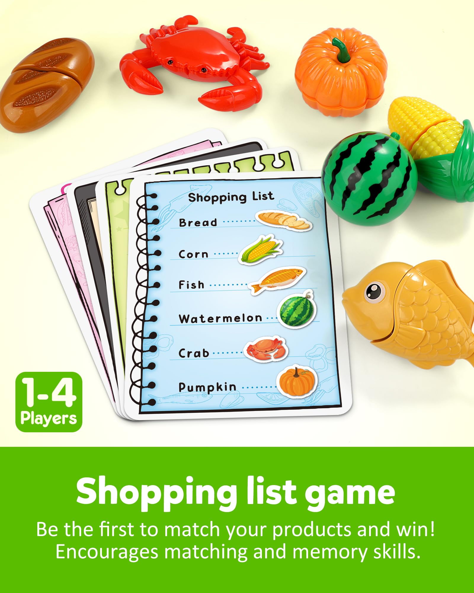 Coogam meats and seafood pieces for pretend meals and storytelling in playtime