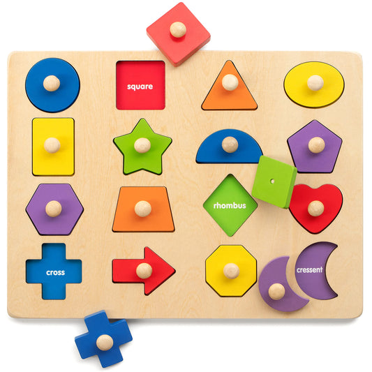 Coogam wooden shape peg puzzle board helps early shape recognition and color learning