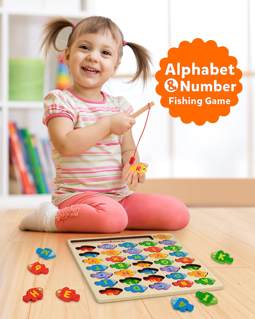 Coogam number fishes help preschoolers practice counting and number familiarity.