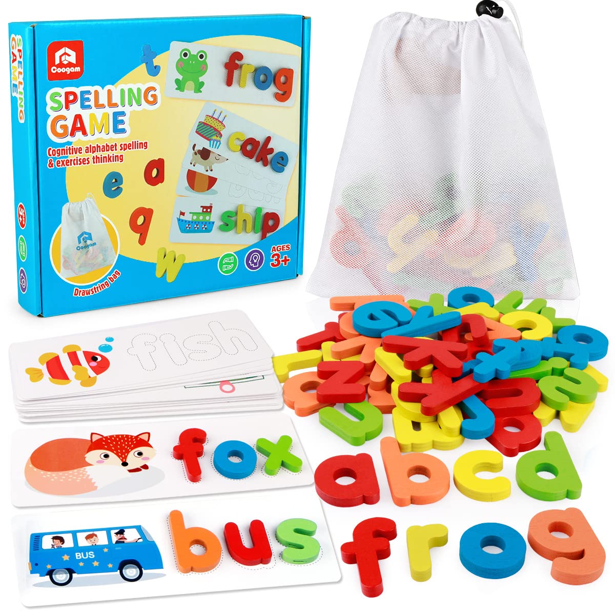 Coogam Read Spelling flashcards displayed on table for early literacy practice