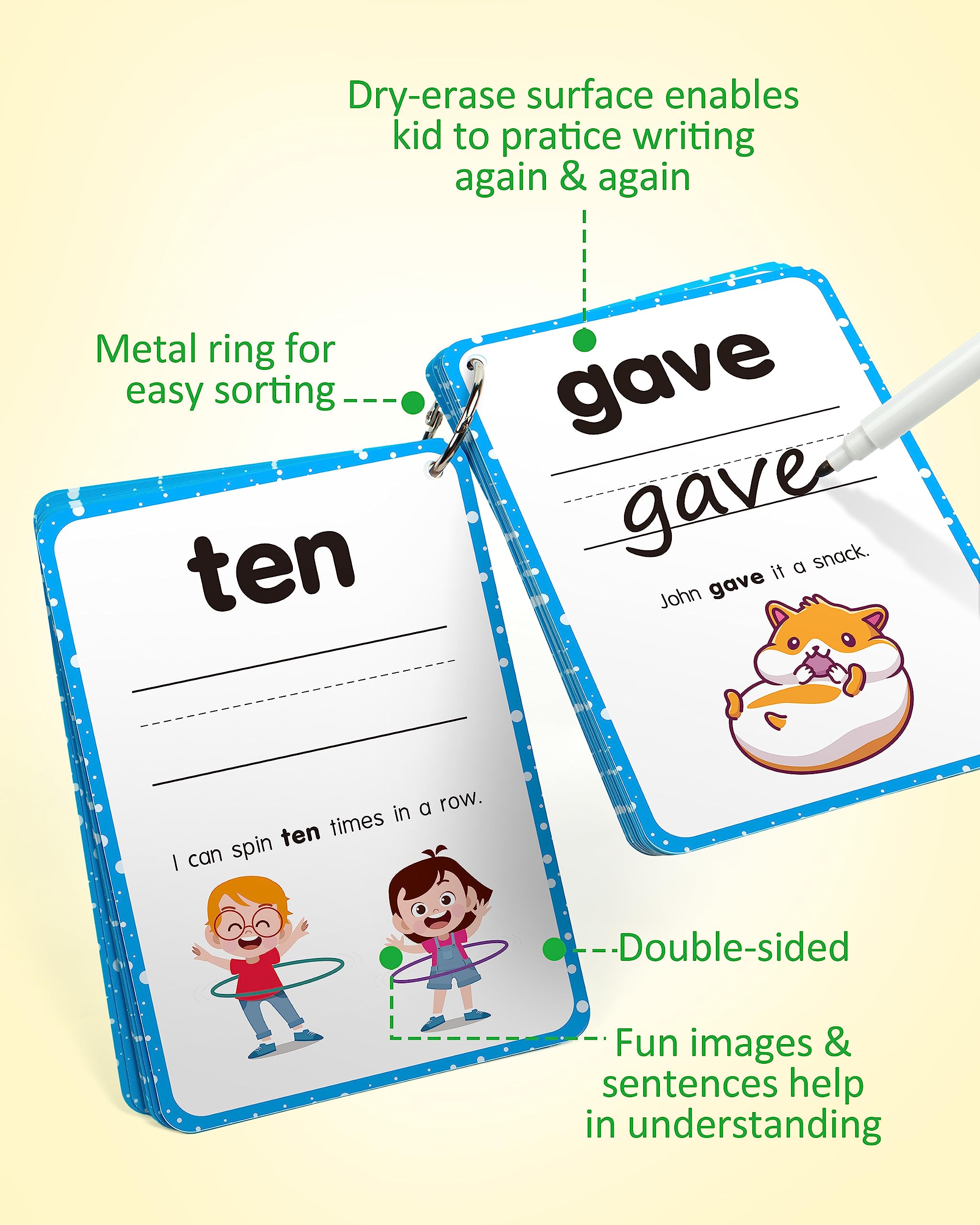 Coogam sight words flash cards sentences show context to improve word understanding
