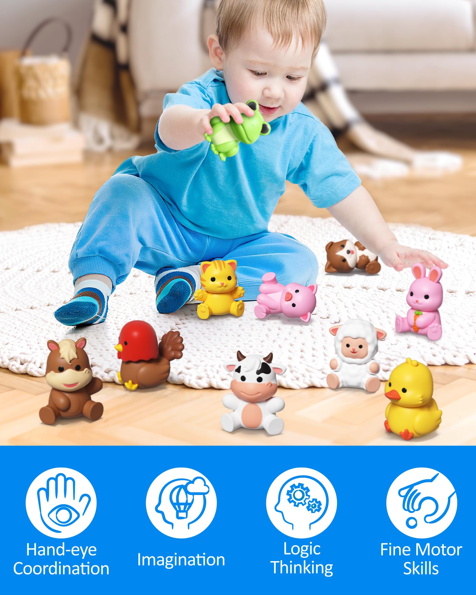 Coogam soft vinyl farm animals are durable for little hands.