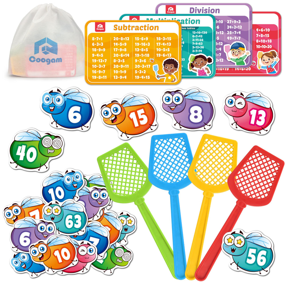 Coogam Swat the Fly Cards box front for engaging home math practice.