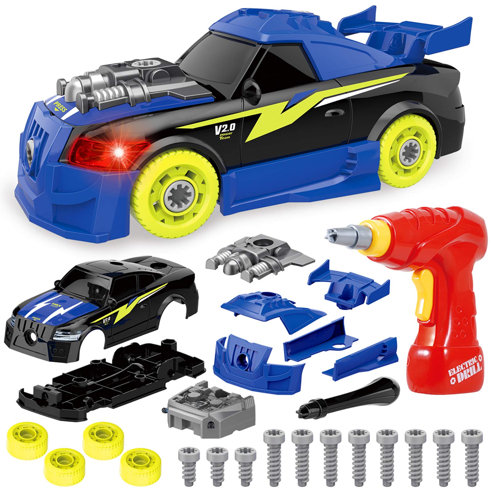Coogam Take Apart Racing Car parts laid out for hands-on building