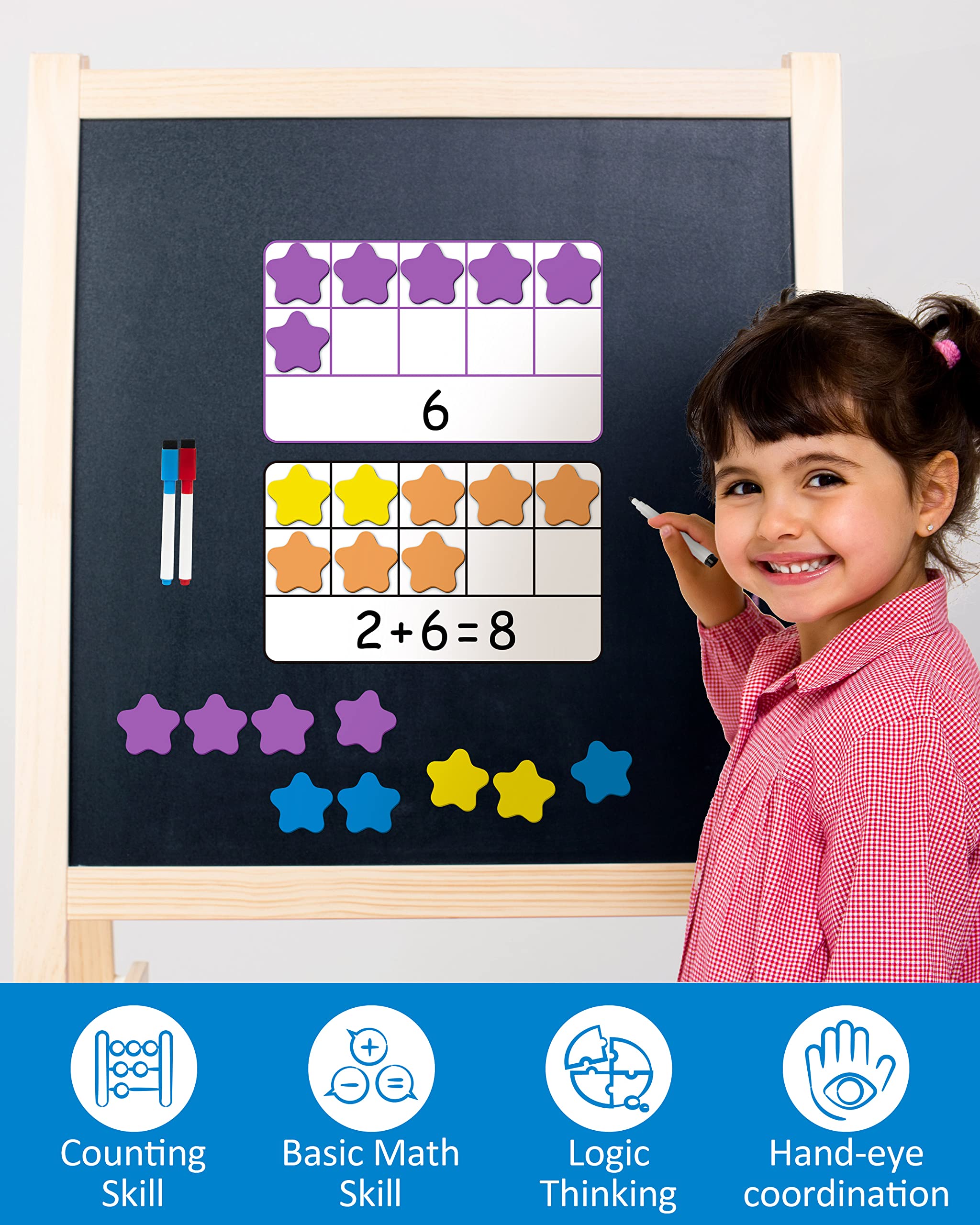 Coogam ten-frame magnets securely sticking to metal surfaces for counting activity