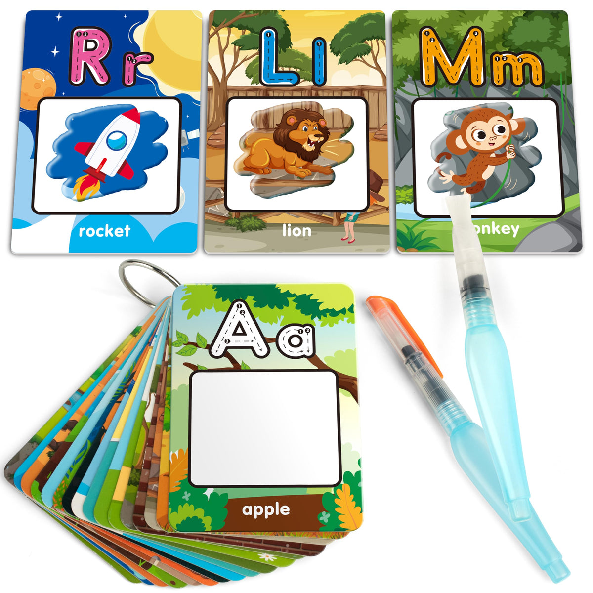 Coogam water coloring alphabet cards cover showing color reveal for mess-free learning