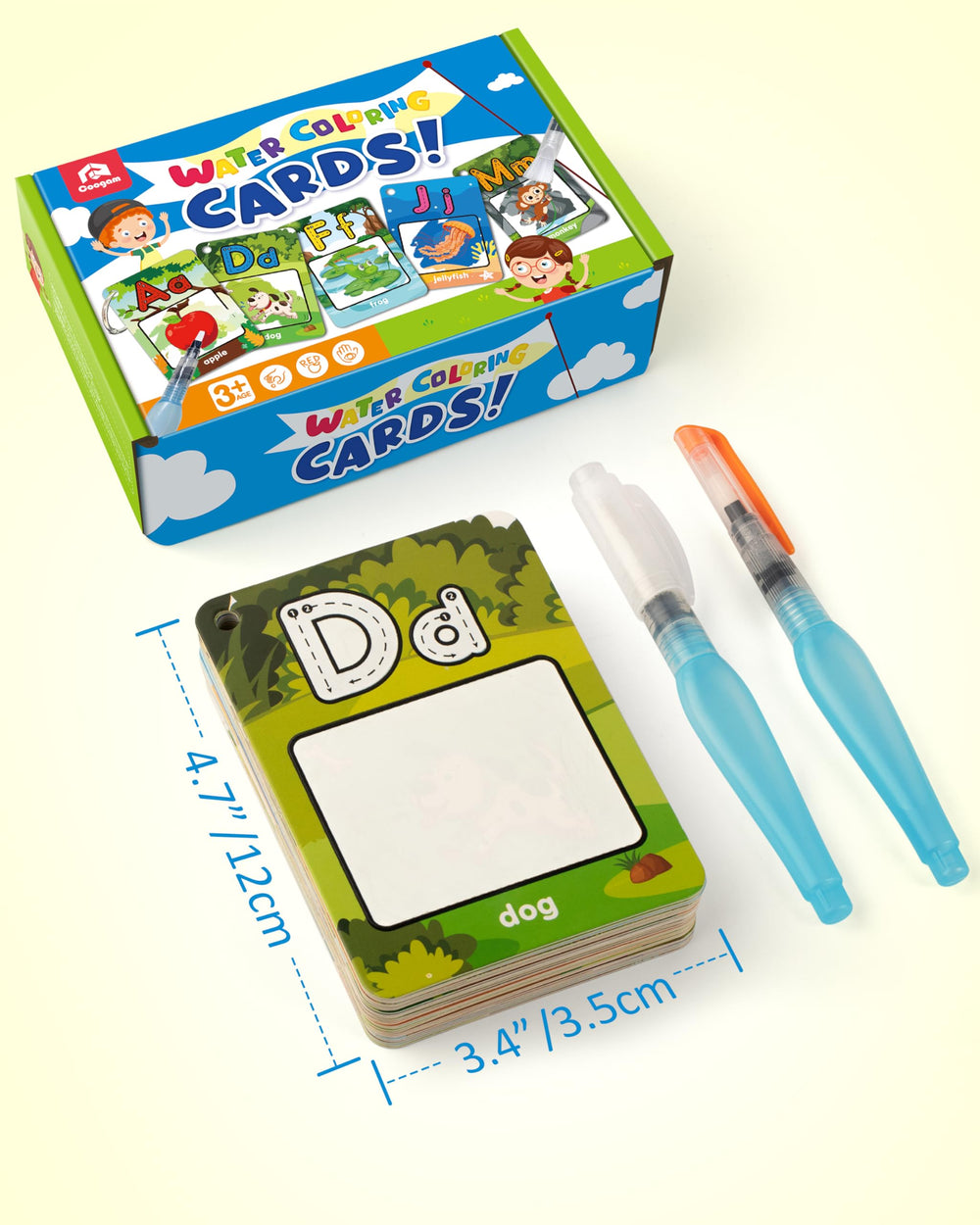 Coogam water coloring alphabet cards durable paperboard designed for reusable play