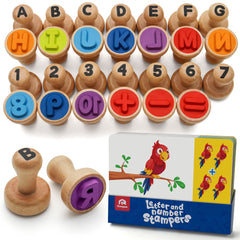 Coogam wooden alphabet stamps for early literacy practice.