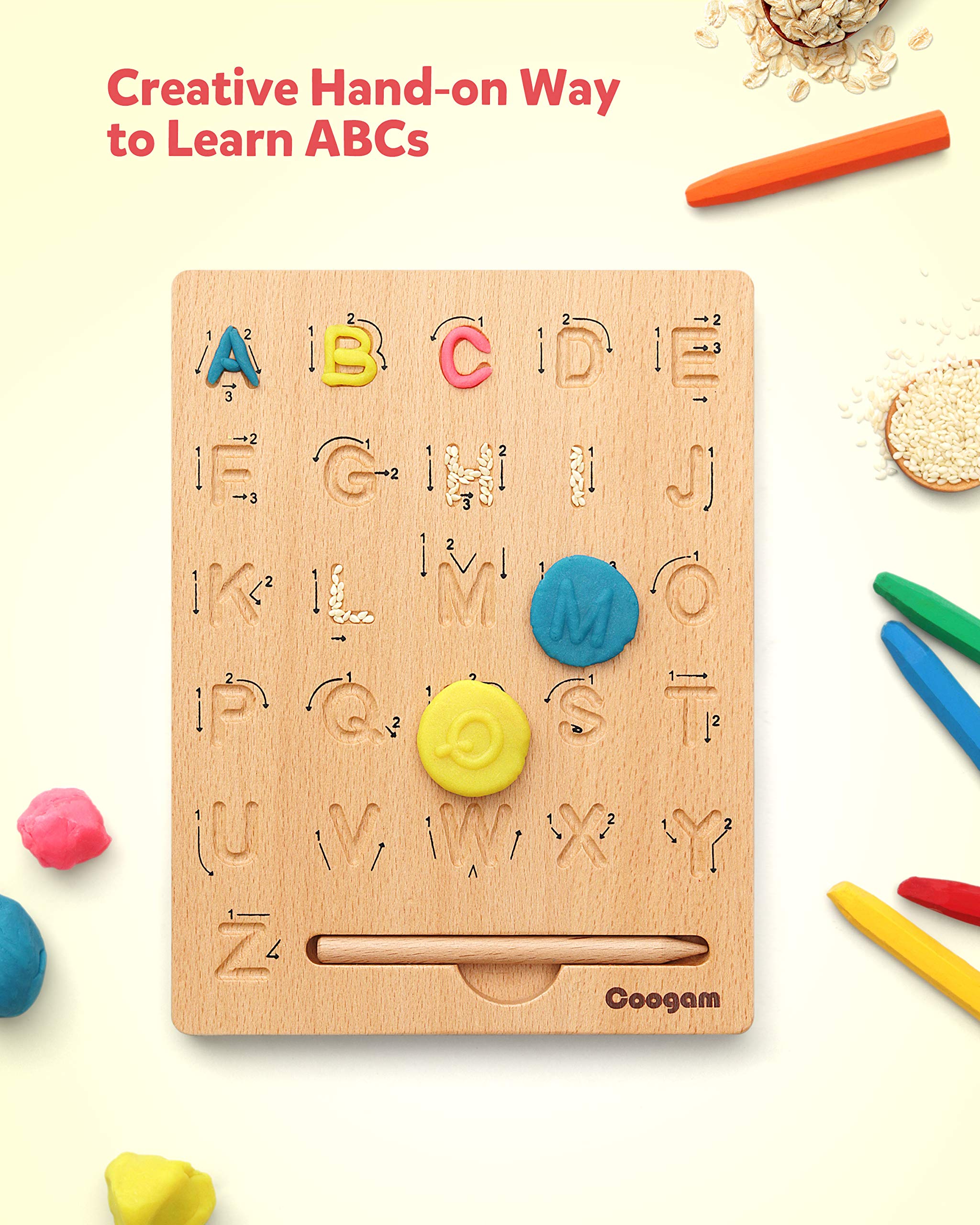 Eco-friendly paint on Coogam wooden letters promotes safe learning.
