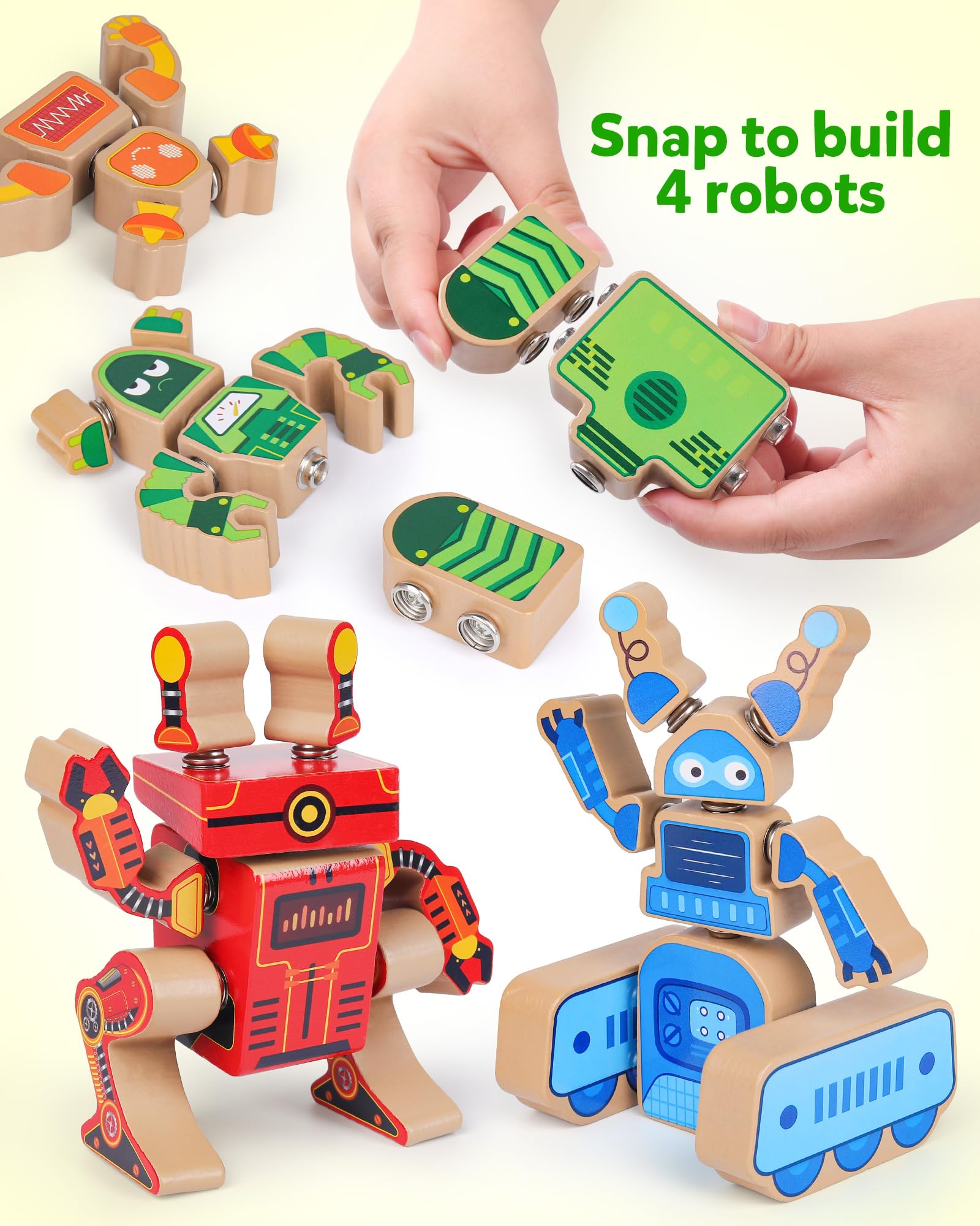 Coogam wooden snap connection pieces boost hand eye coordination