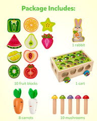 Coogam wooden wagon stores all pieces for organized cleanup and travel.